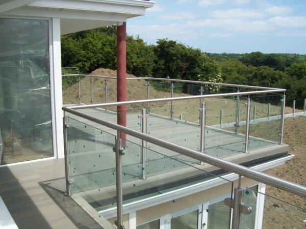 glass balustrade surrounding decking
